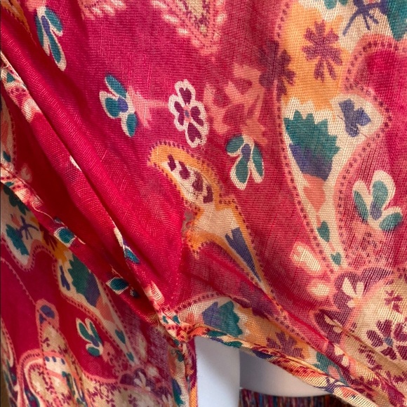 Chico's Blue and Pink Kimono with Fringe Detail - Picture 7 of 14